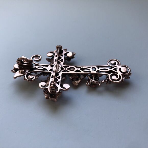 KIRKS FOLLY Mother Earth Pink Heaven Cross Pin Brooch Enhancer - Picture 6 of 9